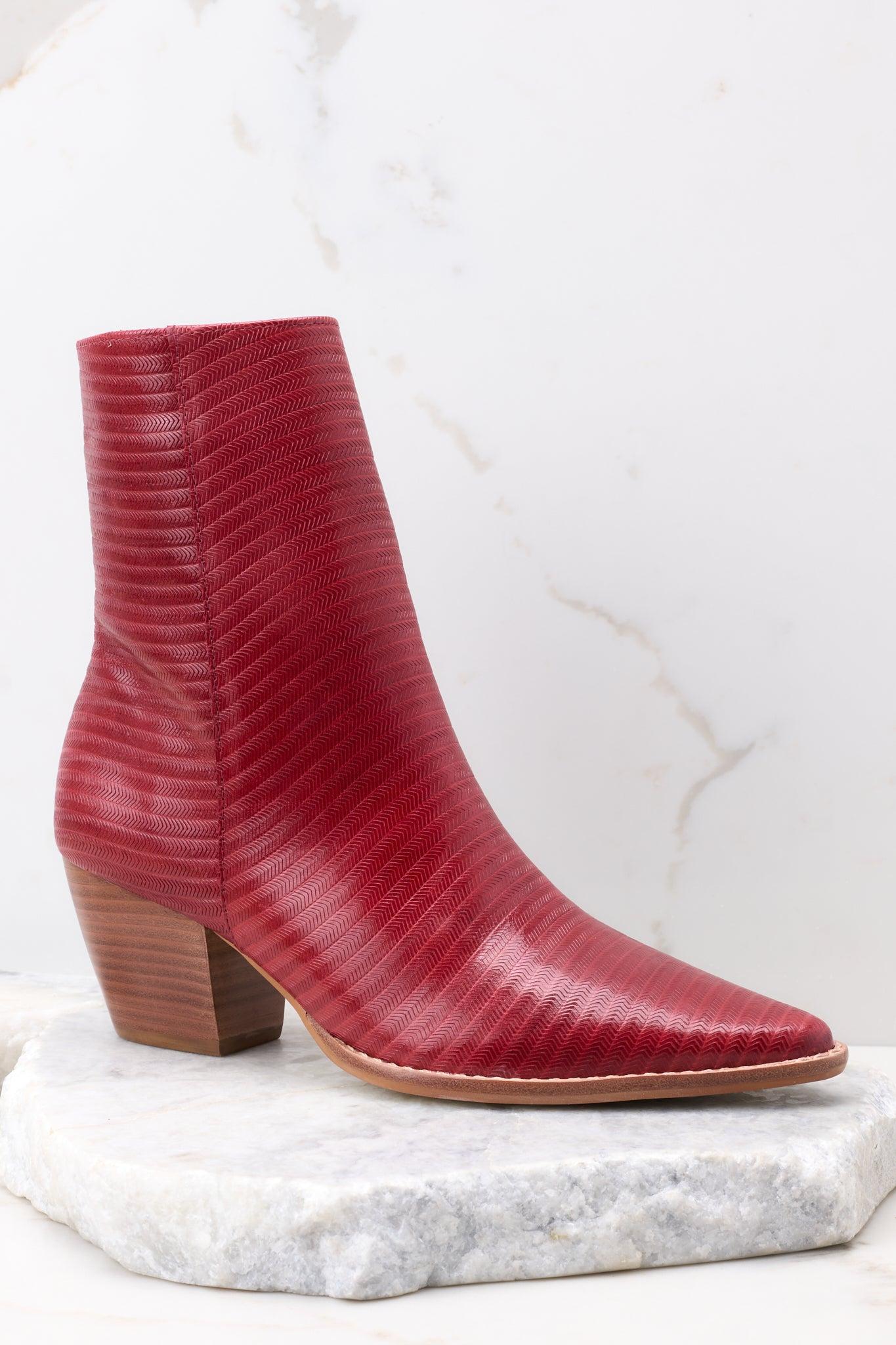 Caty Cherry Rope Leather Ankle Boots Red Product Image