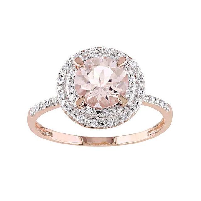 Stella Grace 10k Rose Gold Morganite & 1/10 Carat T.W. Diamond Halo Ring, Womens 10k Rsgold Product Image