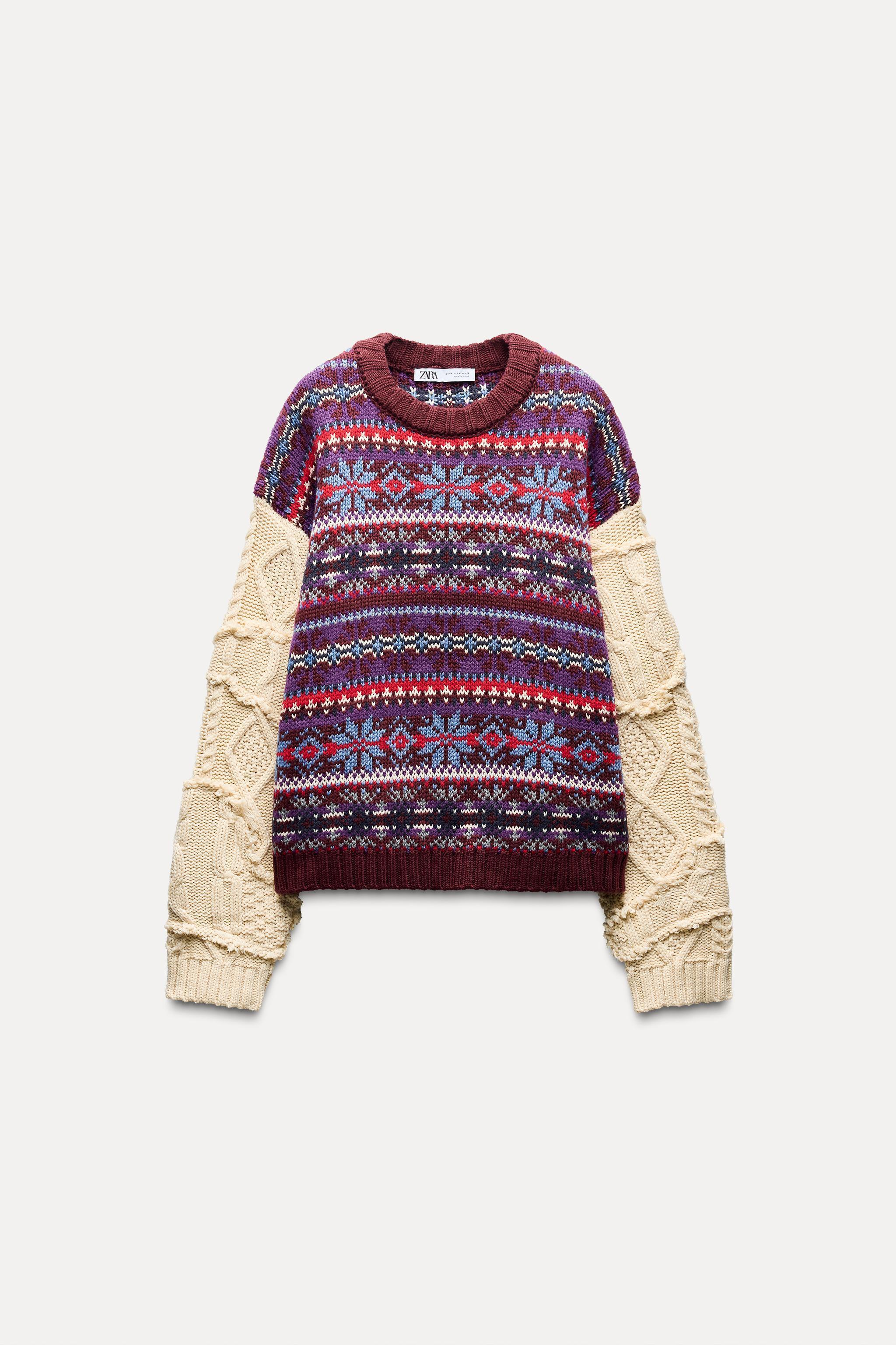 CONTRASTING KNIT JACQUARD SWEATER Product Image