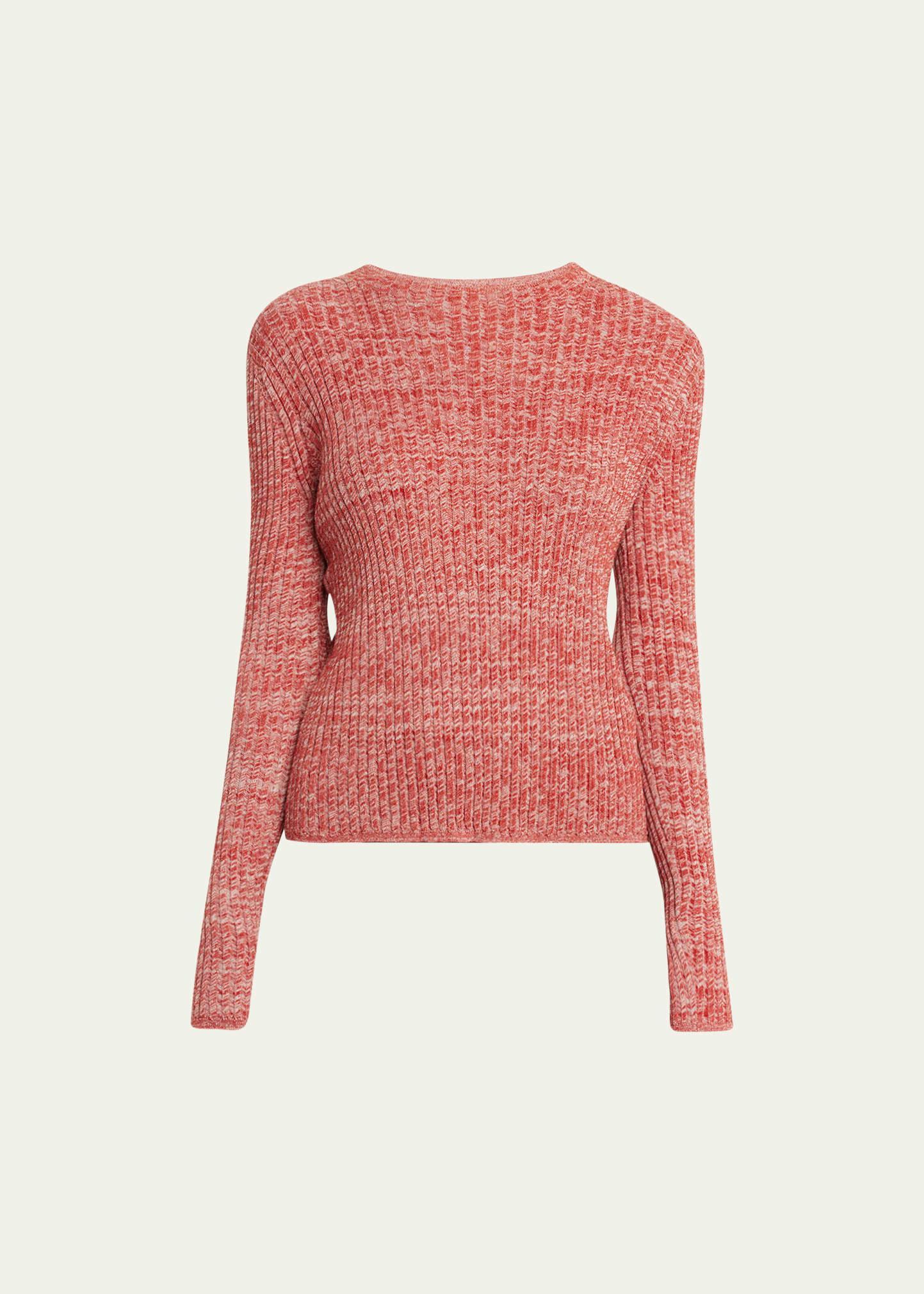 Marled Knit Ribbed Mock-Neck Sweater Product Image