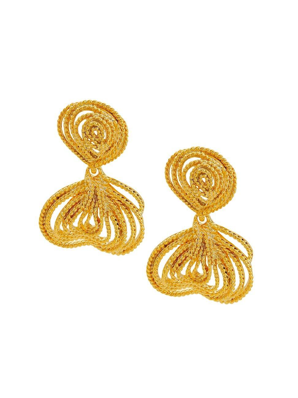 Womens Gold Cluster 22K Gold-Plated Drop Earrings Product Image