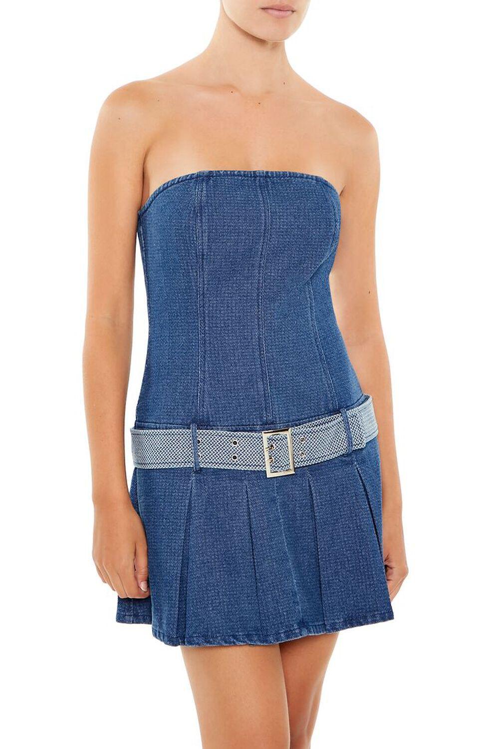 Belted Strapless Denim Mini Dress | Forever 21 Product Image