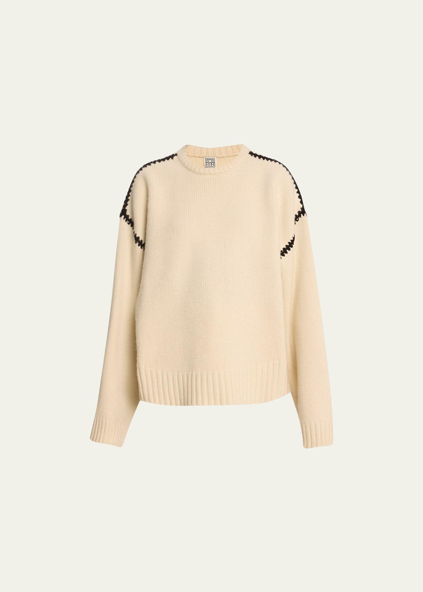 Womens Wool-Cashmere Embroidered Sweater Product Image