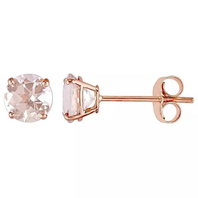 Stella Grace 14k Rose Gold Morganite Solitaire Stud Earrings, Womens Product Image