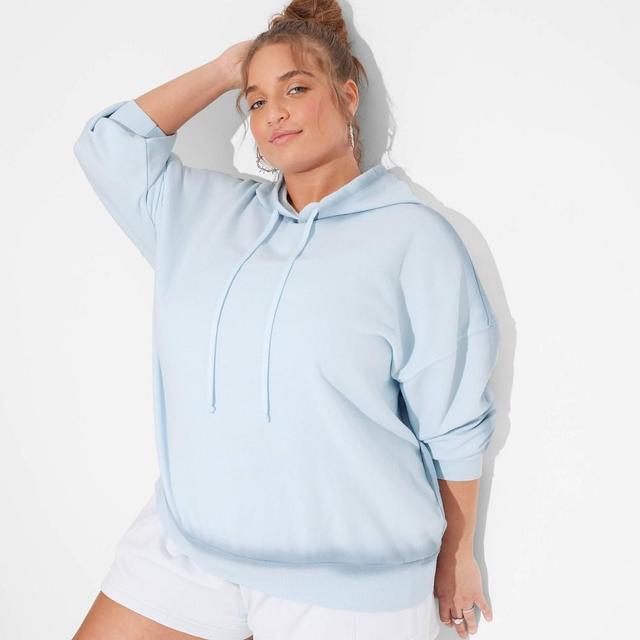 Womens Oversized Hoodie Sweatshirt - Wild Fable Light Aqua Blue 3X Product Image