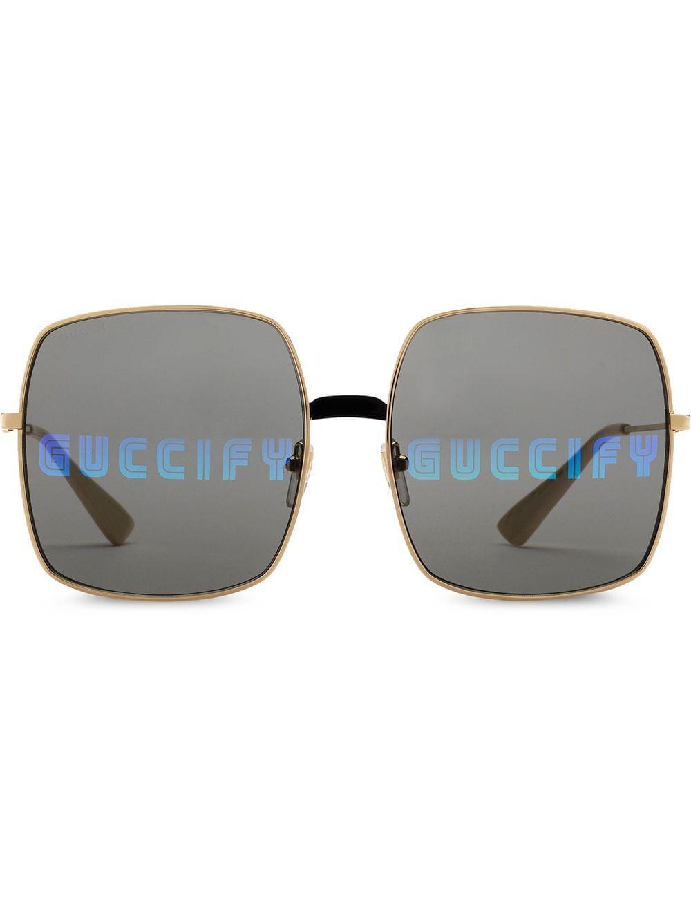 Rectangular-frame Sunglasses In Brown Product Image