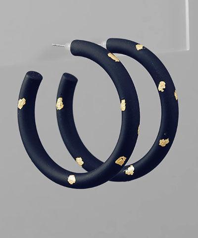 Flake Hoop Earrings- Navy Product Image