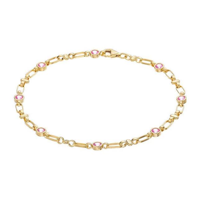 Womens Kristen, 18K Gold Plated, Sterling Silver Lab-Created Pink Sapphire Oval Bracelet, Womens Gold Tone Product Image