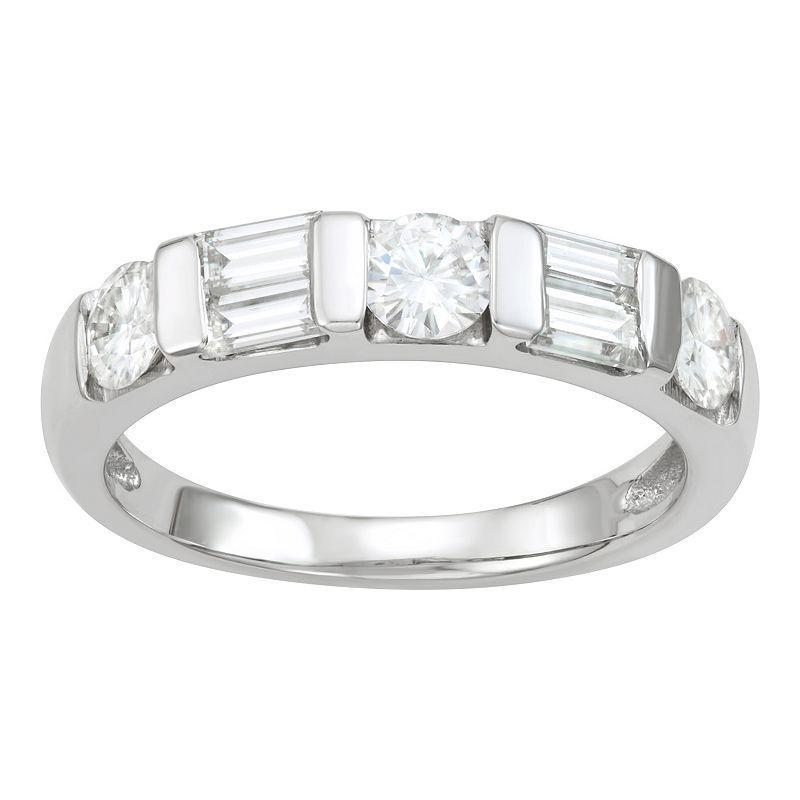 Charles & Colvard 14k White Gold 1 1/6 Carat T.W. Lab-Created Moissanite Baguette Stackable Ring, Womens Product Image