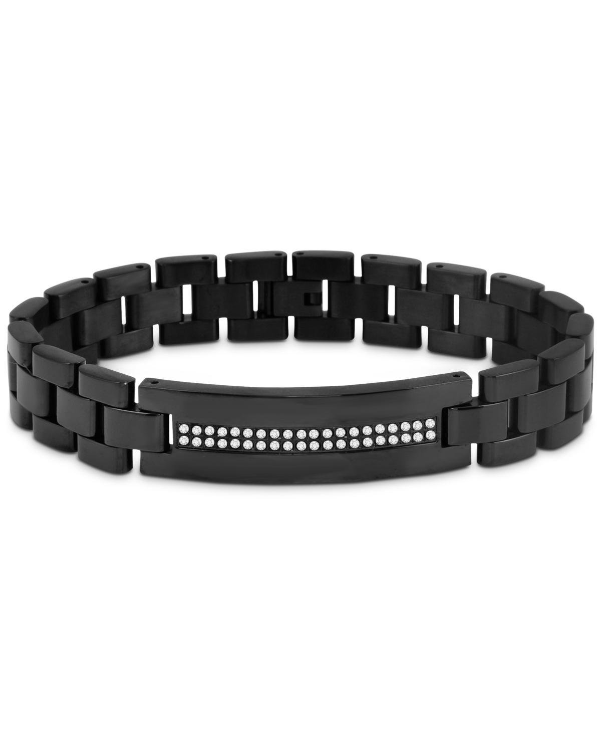 Mens Diamond Double Row Link Bracelet (1/2 ct. t.w.) Ion-Plated Stainless Steel - Black Product Image