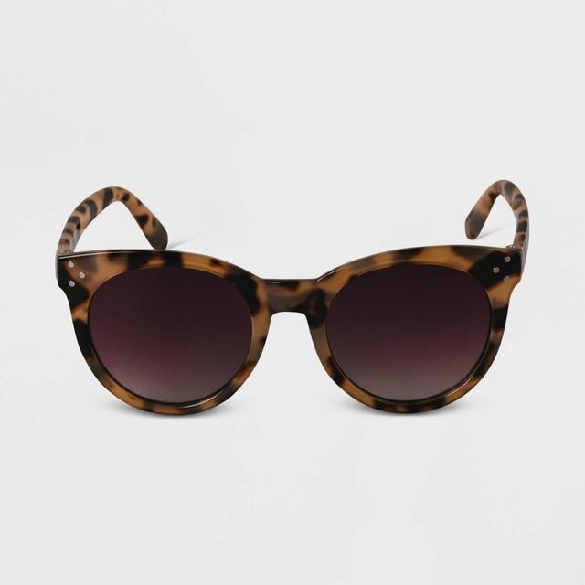 Womens Tortoise Shell Plastic Round Sunglasses - A New Day Tan Product Image