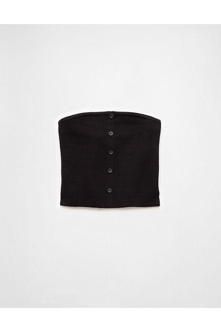 AE Cropped Button-Up Sweater Tube Top Women's Product Image