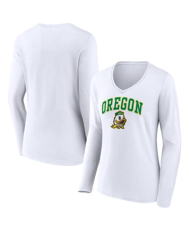 Womens Fanatics Branded Oregon Ducks Evergreen Campus Long Sleeve V-Neck T-Shirt Product Image