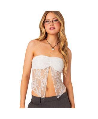 Edikted Womens Twilight Sheer Lace Split Front Top Product Image