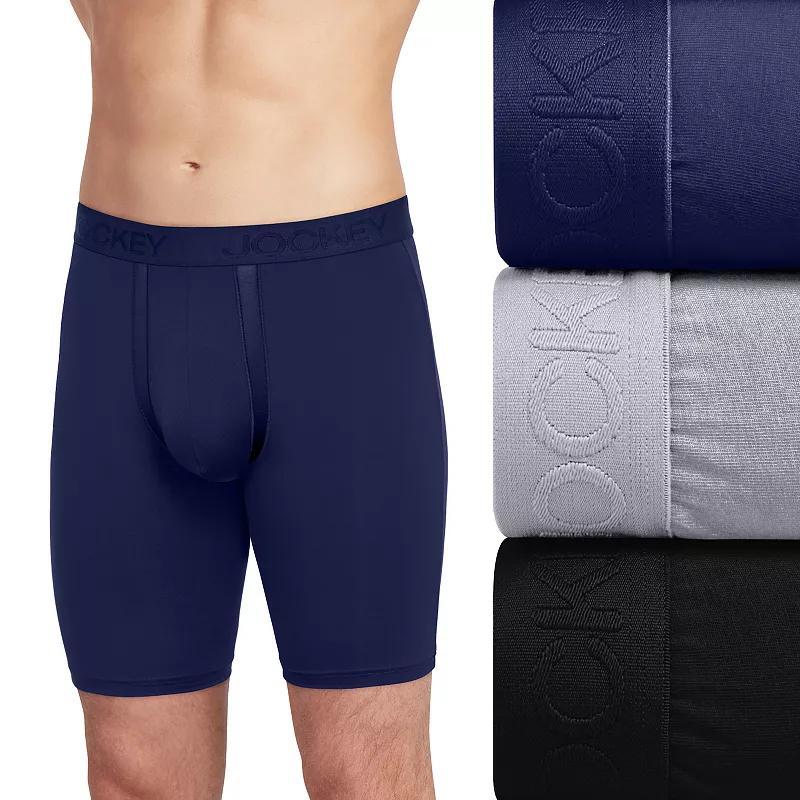 Mens Jockey 3-Pack Chafe Proof Pouch Cotton Stretch Boxer 5 Boxer Brief, Mens Brt Blue Product Image