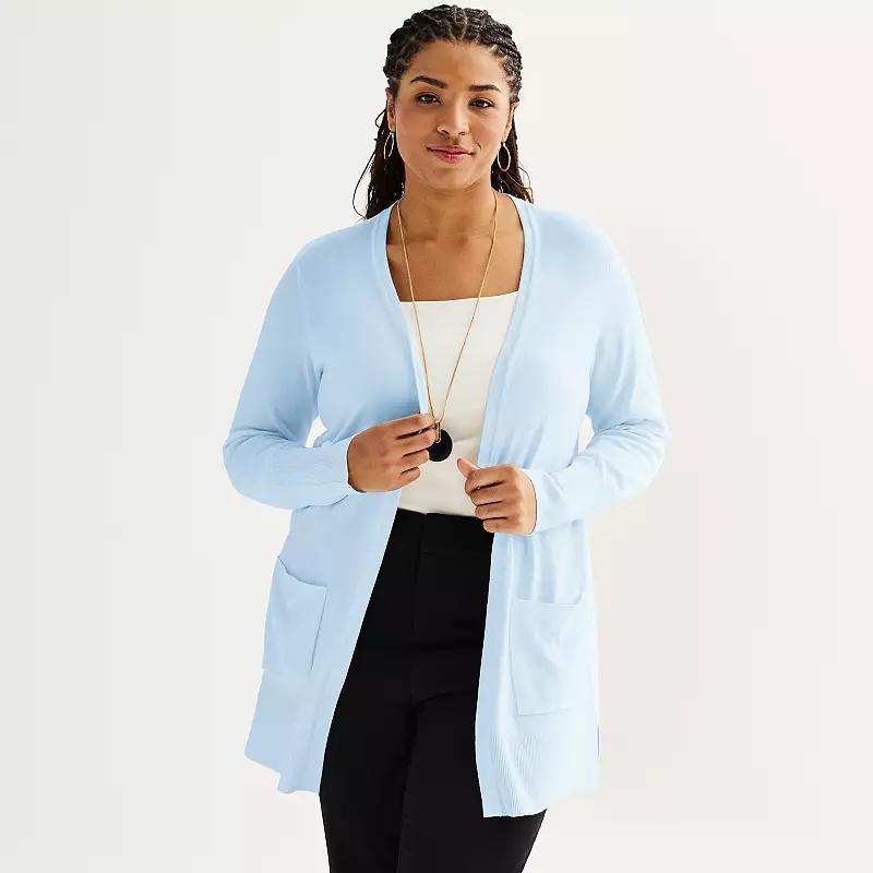 Plus Size Nine West Essential Pocketed Cardigan, Womens Product Image