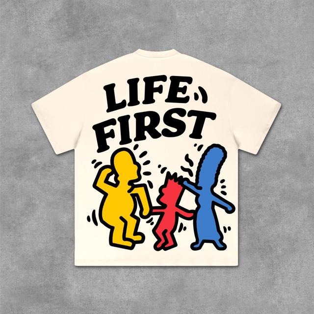 Life First Graffiti Flat Graphic Cotton T-Shirt Product Image