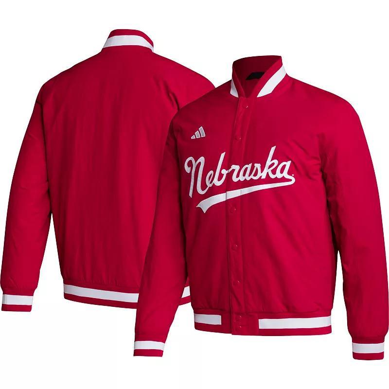 Mens adidas Scarlet Huskers Baseball Coaches Full-Snap Jacket Product Image