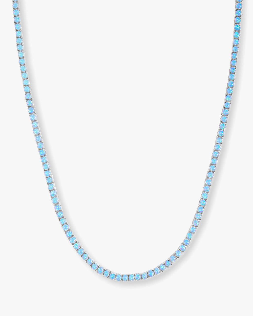 Grand Heiress Tennis Necklace 16" - Silver|Blue Opal Product Image