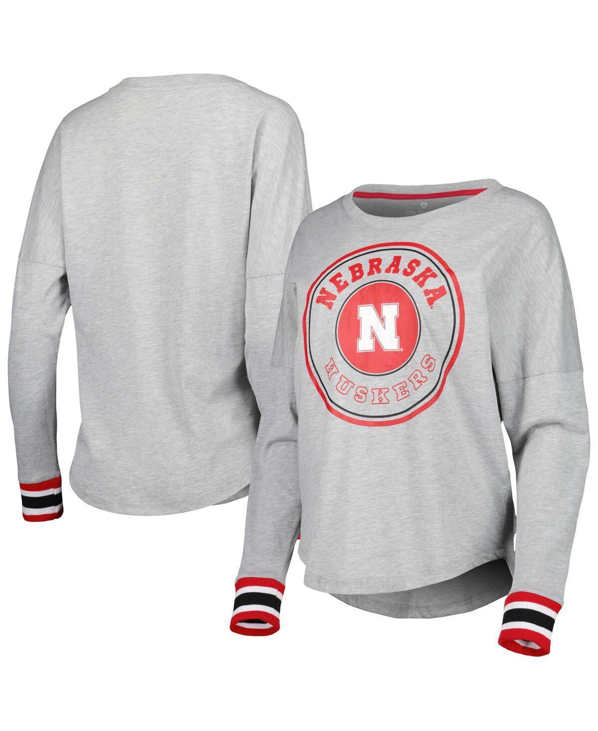 Womens Colosseum Heathered Gray Nebraska Huskers Andy Long Sleeve T-shirt Product Image