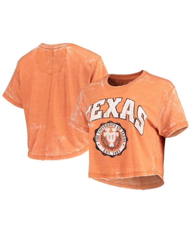 Womens Pressbox Texas Orange Texas Longhorns Edith Vintage-Like Burnout Crop T-shirt Product Image