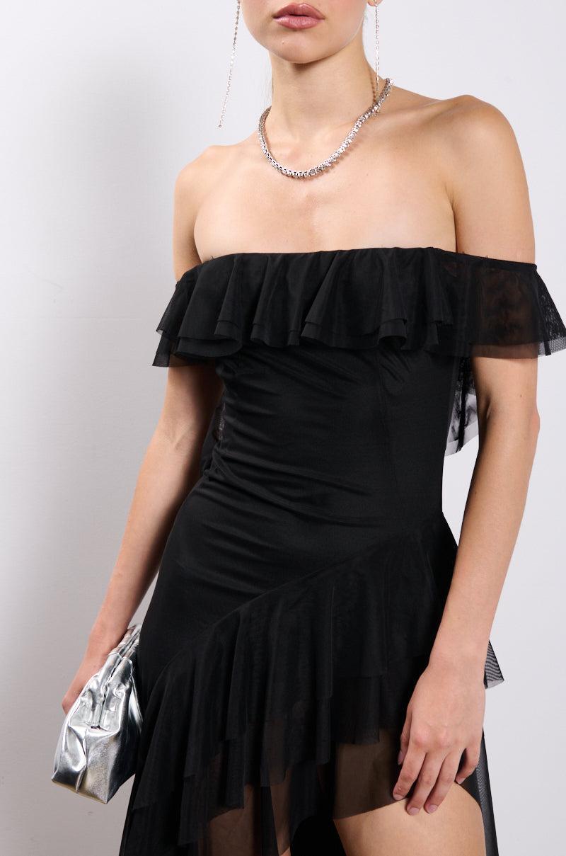 ELEGANT IS MY MIDDLE NAME MESH RUFFLED MAXI DRESS Product Image