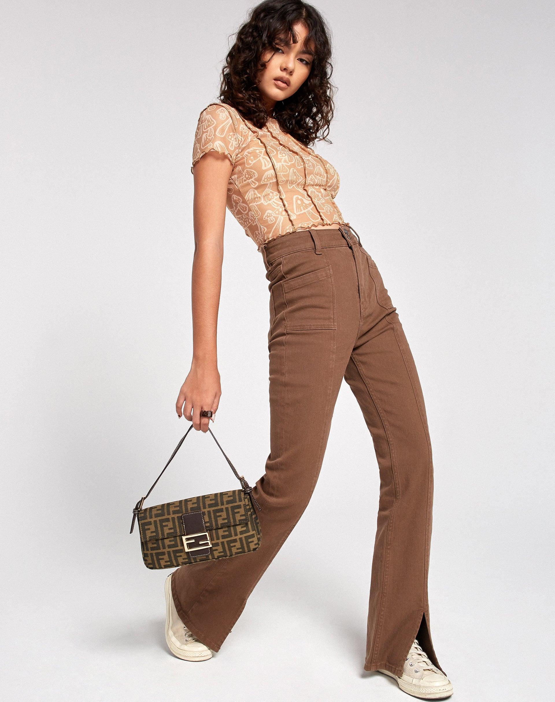 Tinara Crop Top in Tan Mushroom Product Image