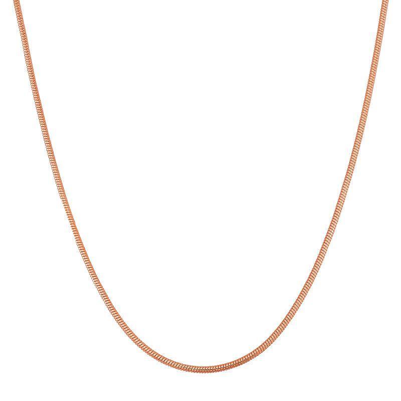 Jordan Blue 14k Gold Over Silver Snake Chain Necklace, Womens Pink Product Image