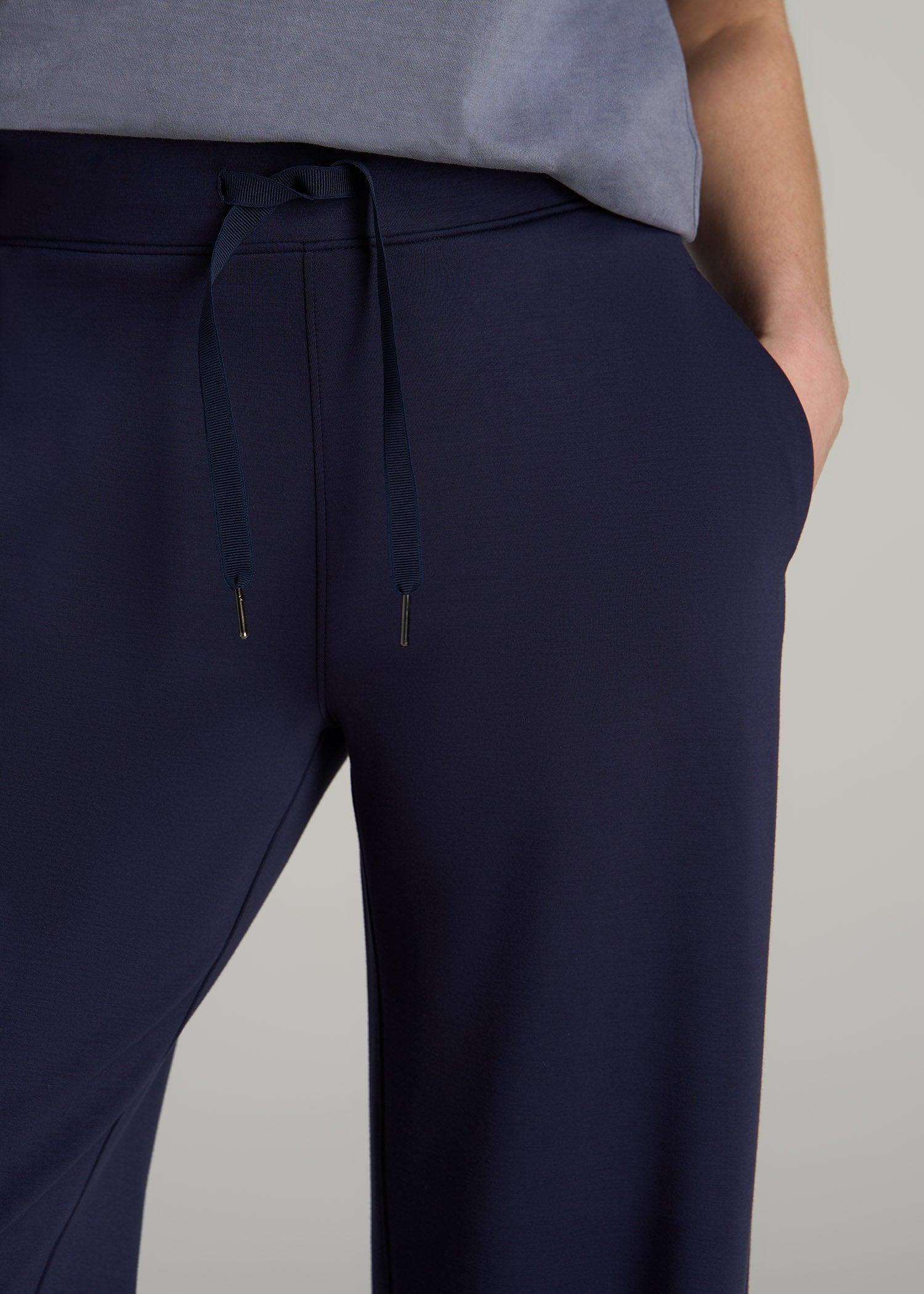 Pull-On Tie Waist Wide Leg Pants for Tall Women in Navy Product Image