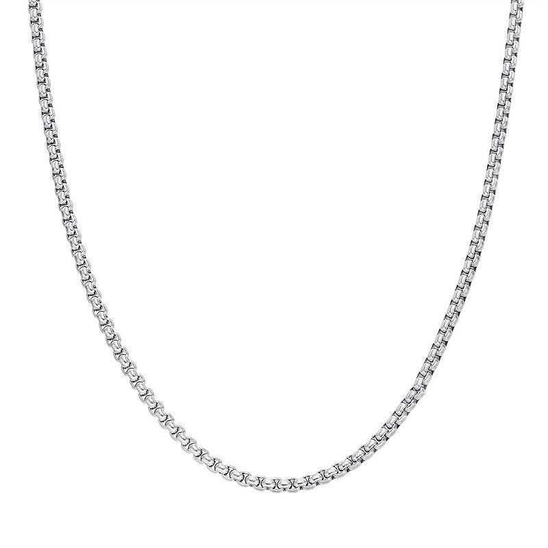 Mens LYNX Stainless Steel 3.5 mm Box Chain Necklace Grey Product Image