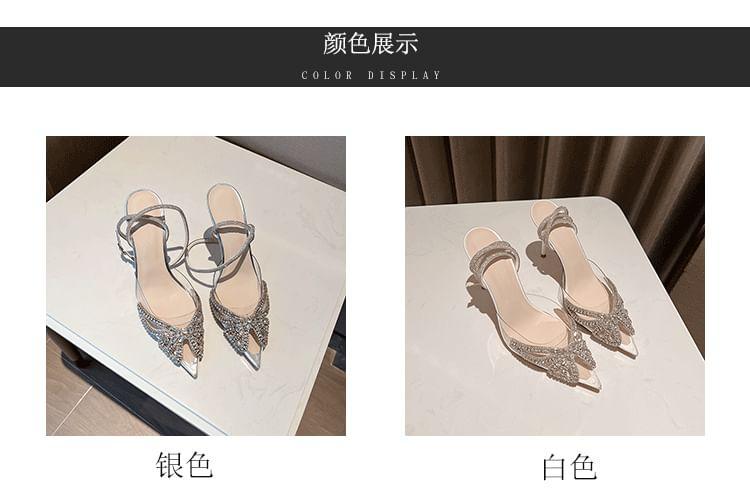 Pointy Stiletto Heel Rhinestone Bow Pumps Product Image