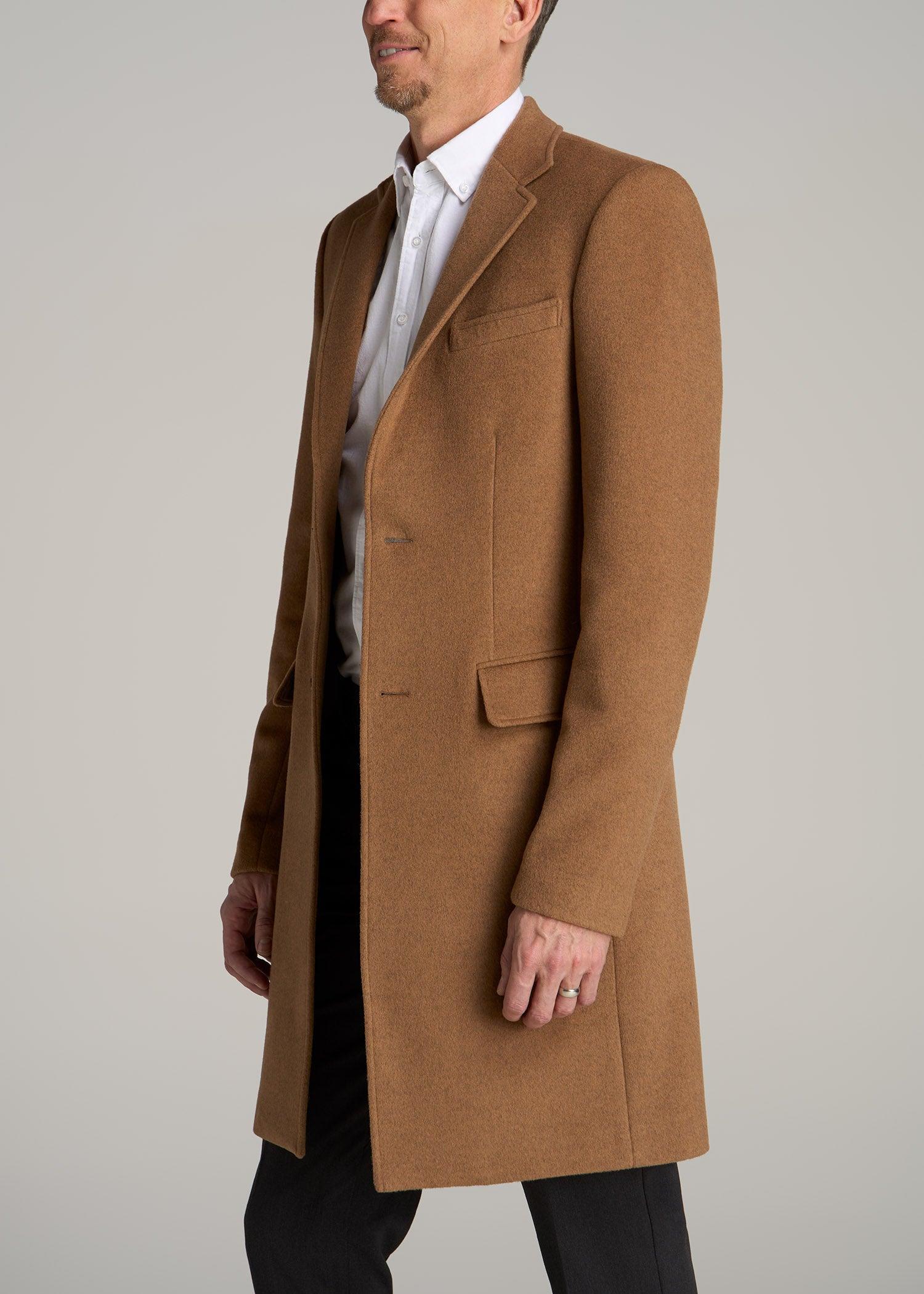 Wool Coat for Tall Men in Camel Male Product Image