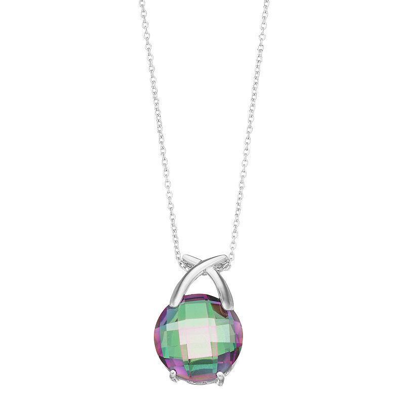 Sterling Silver Multicolored Quartz Pendant Necklace, Womens Product Image