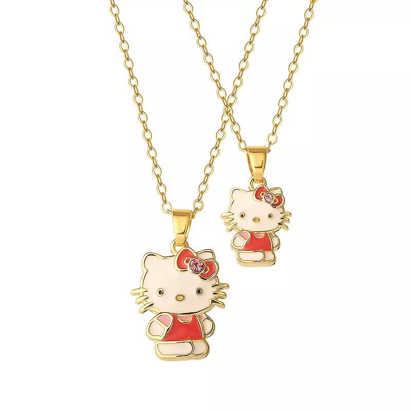 Sanrio Hello Kitty 18k Gold Flash Plated Mommy & Me Pendant Necklace Duo Set, Womens Gold Tone Product Image