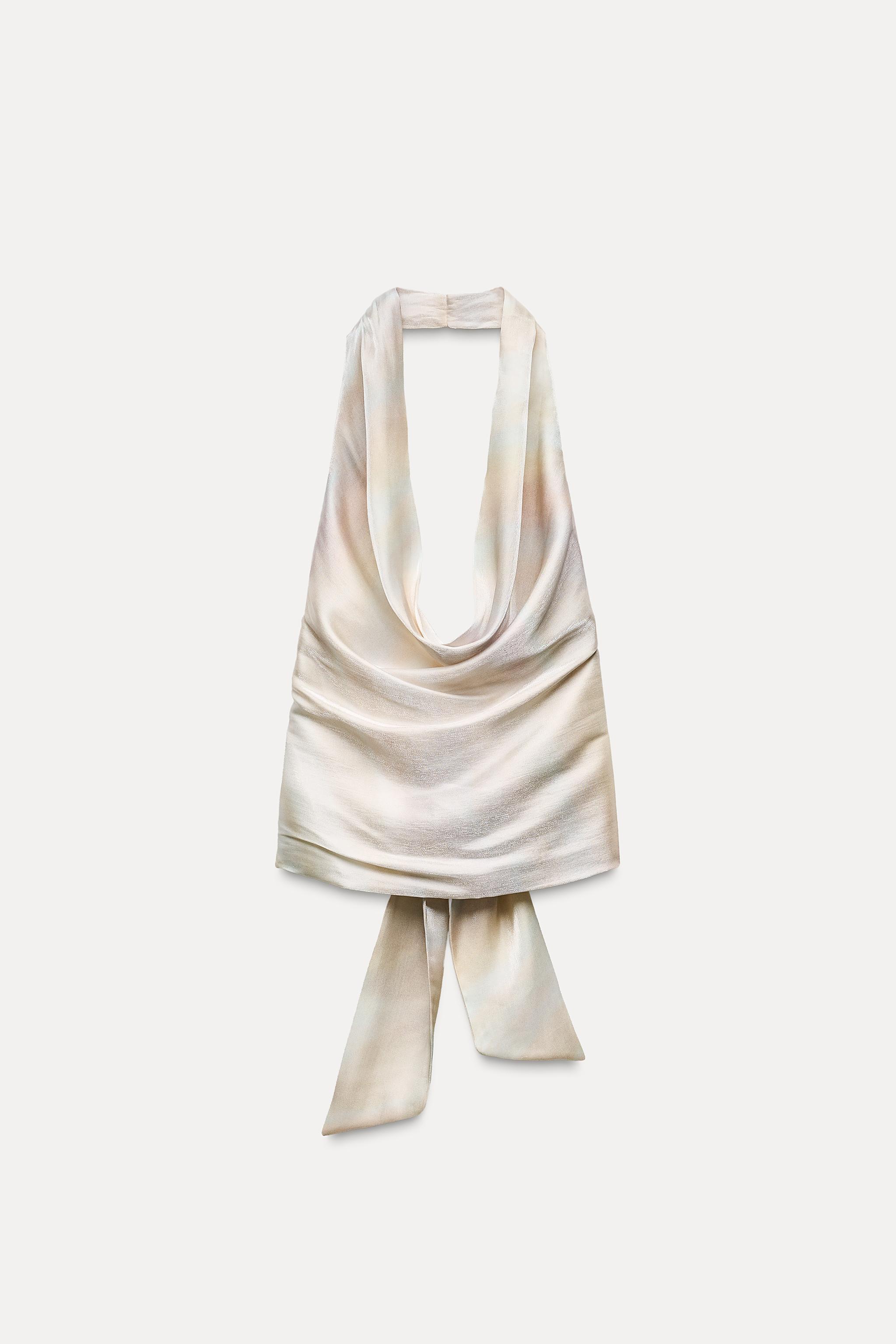 DRAPED SATIN EFFECT HALTER TOP Product Image