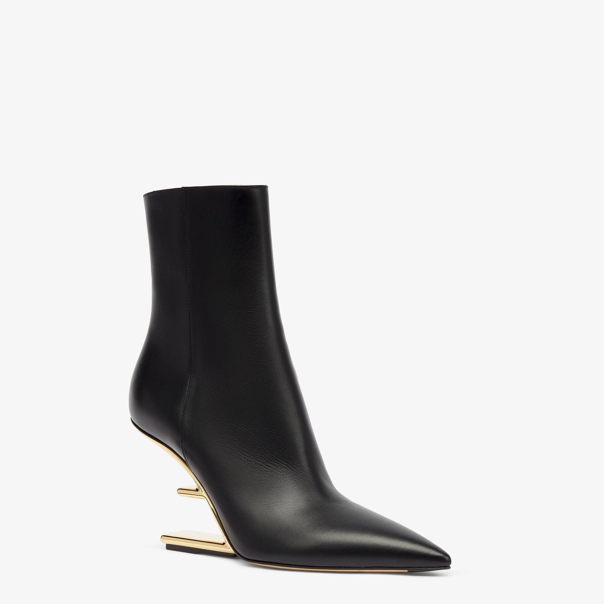 Fendi FirstBlack leather high-heeled ankle boots Product Image