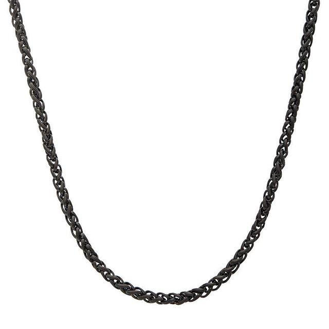 Mens Stainless Steel 2.7 mm Black Ion Plated Round Wheat Chain Necklace Product Image