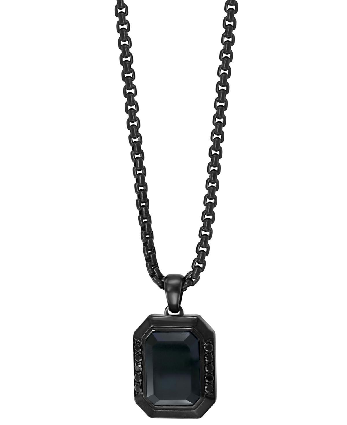 Effy Mens Onyx and Black Spinel 24 Pendant Necklace in Black Pvd Plated Sterling Silver Product Image