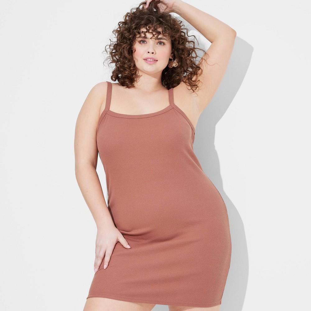 Womens Scoop Back Ribbed Mini Bodycon Dress - Wild Fable Brown 2X Product Image