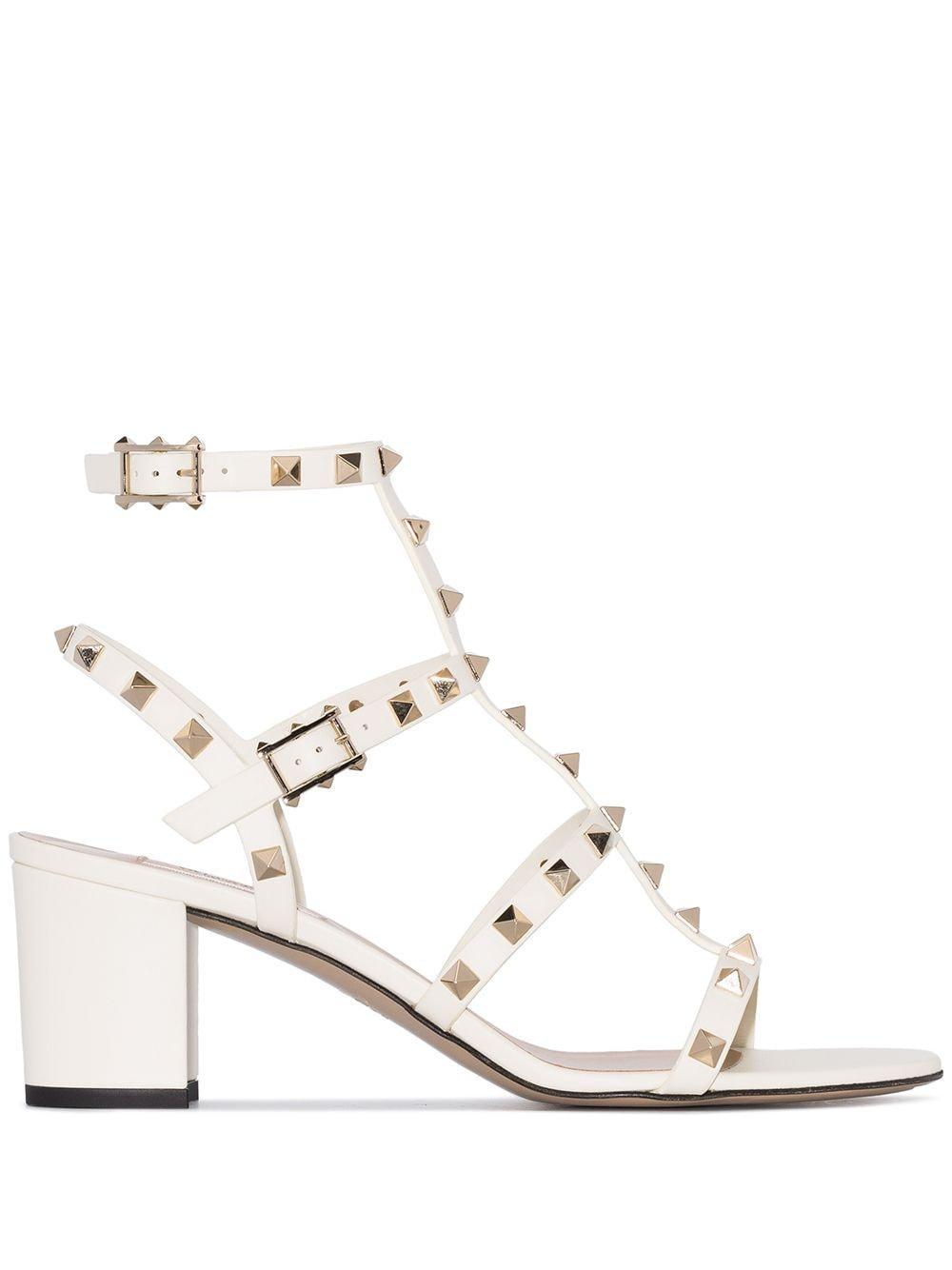 Rockstud 60mm Leather Sandals In White Product Image