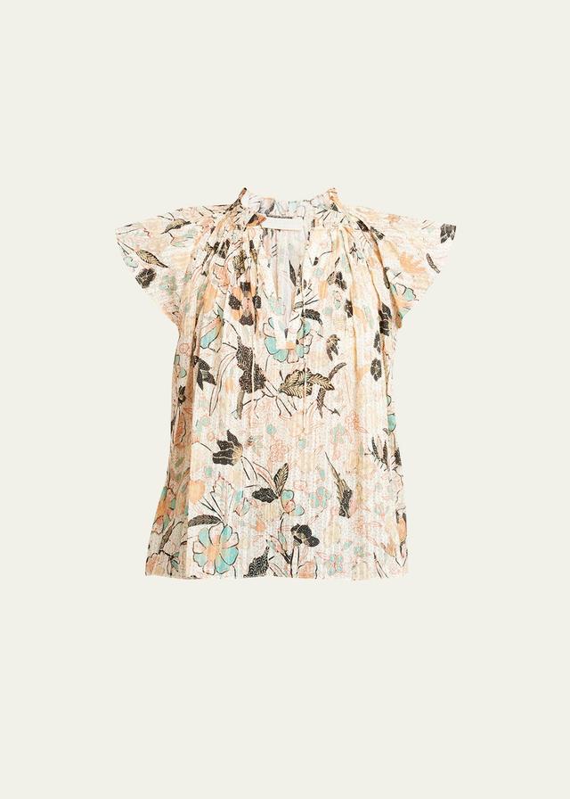 Cleo Split-Neck Ruffled Floral Top Product Image