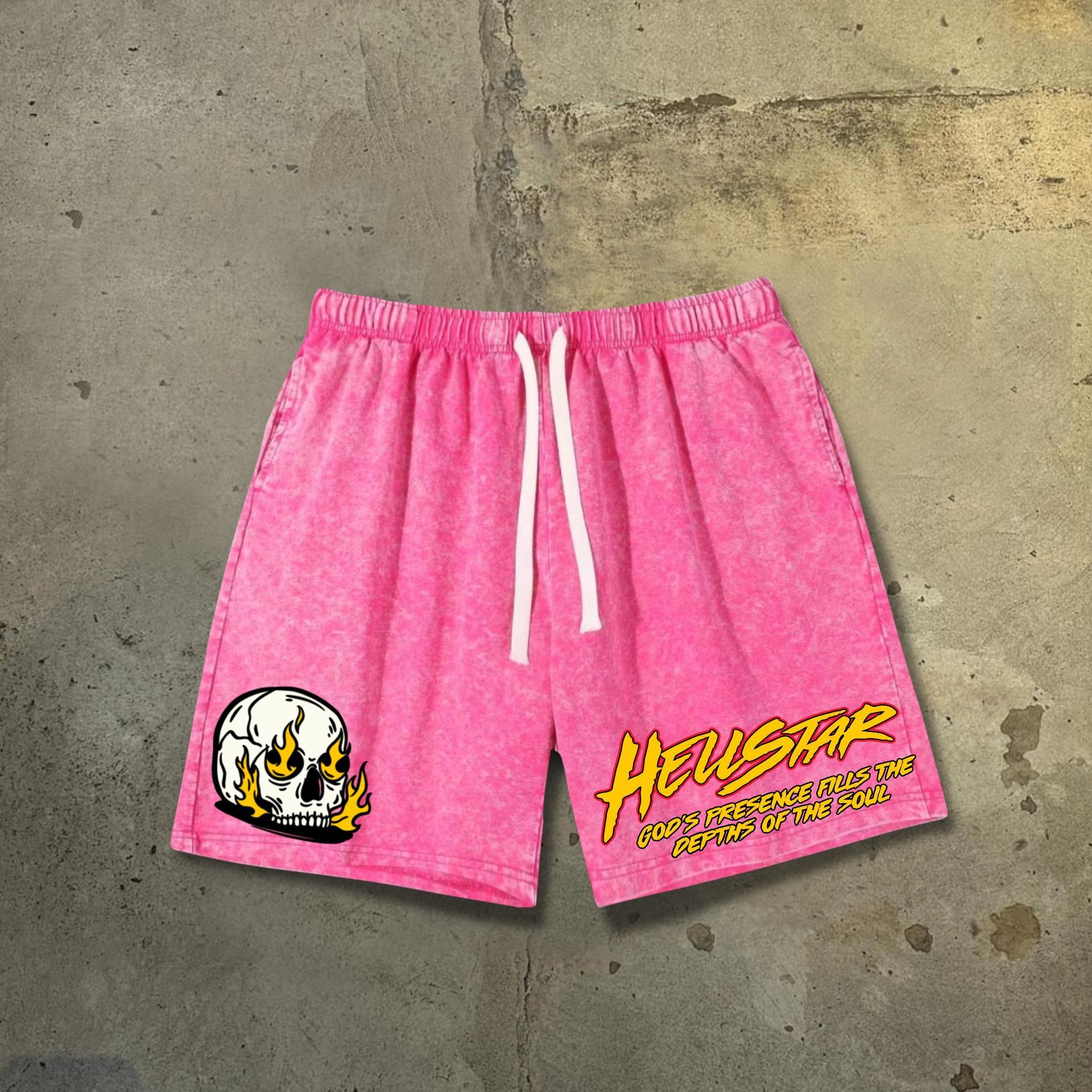 Vintage Hellstar-Burning Soul Print Drawstring Shorts Product Image