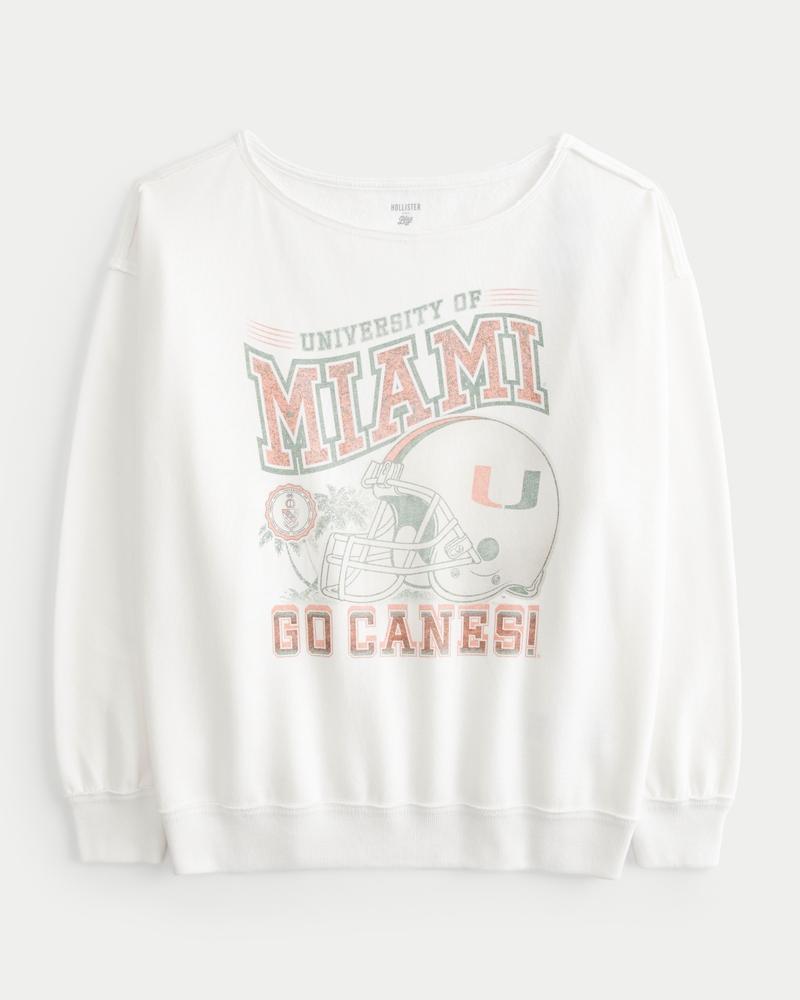 Oversized Off-the-Shoulder University of Miami  Graphic Sweatshirt Product Image