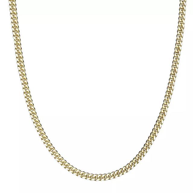 Mens LYNX 14k Gold Over Silver 4.2mm Miami Cuban Chain Necklace Yellow Product Image