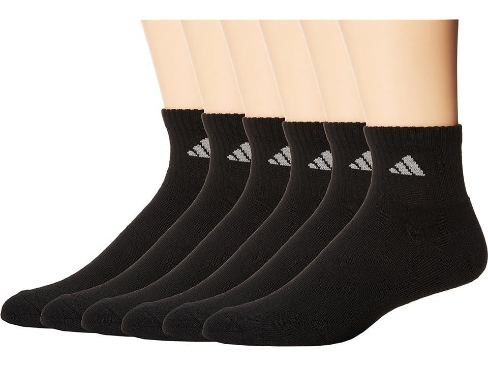 adidas Mens adidas Athletic 6-Pack Cushioned Quarter Socks - Mens White/Black Product Image