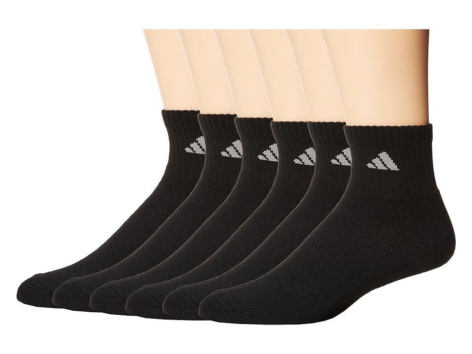 adidas Mens adidas Athletic 6-Pack Cushioned Quarter Socks - Mens White/Black Product Image