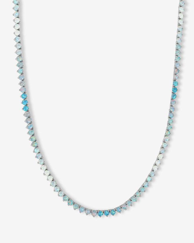 Not Your Basic Ombré Tennis Necklace 18" - Silver|Blue Opal Ombré Product Image