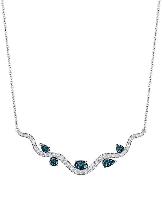 Womens Mirage 18K White Gold, Blue Topaz & Diamond Necklace Product Image