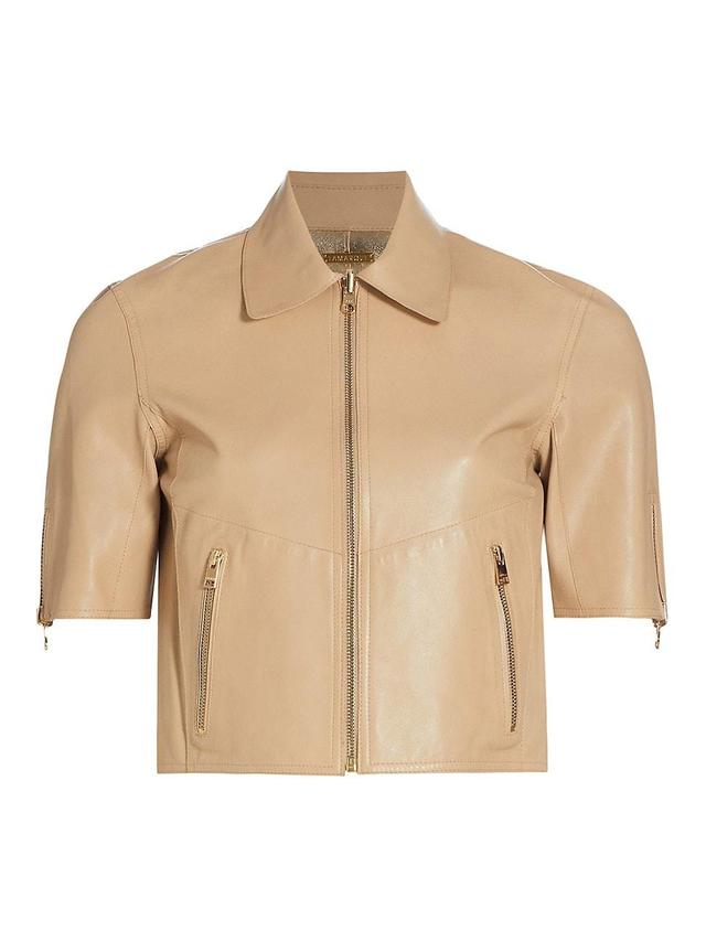 Womens Sevana Reversible Leather Short-Sleeve Jacket Product Image