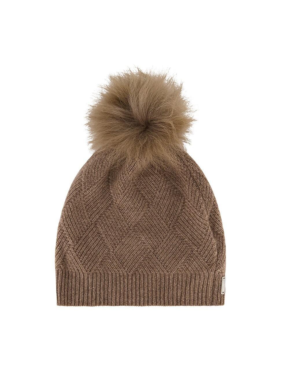 Womens Cashmere Knit Hat with Toscana Lamb Pompom product image